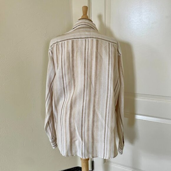 Brandini 100% Linen Striped Button-Up Shirt - Size Large - Picture 3 of 4